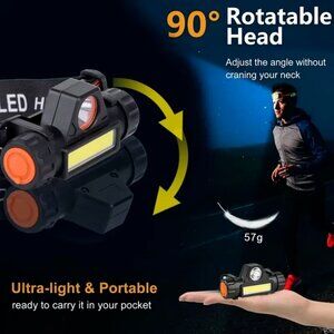 Rechargeable LED Headlamp, Waterproof Flashlight with Magnetic Lightweight,